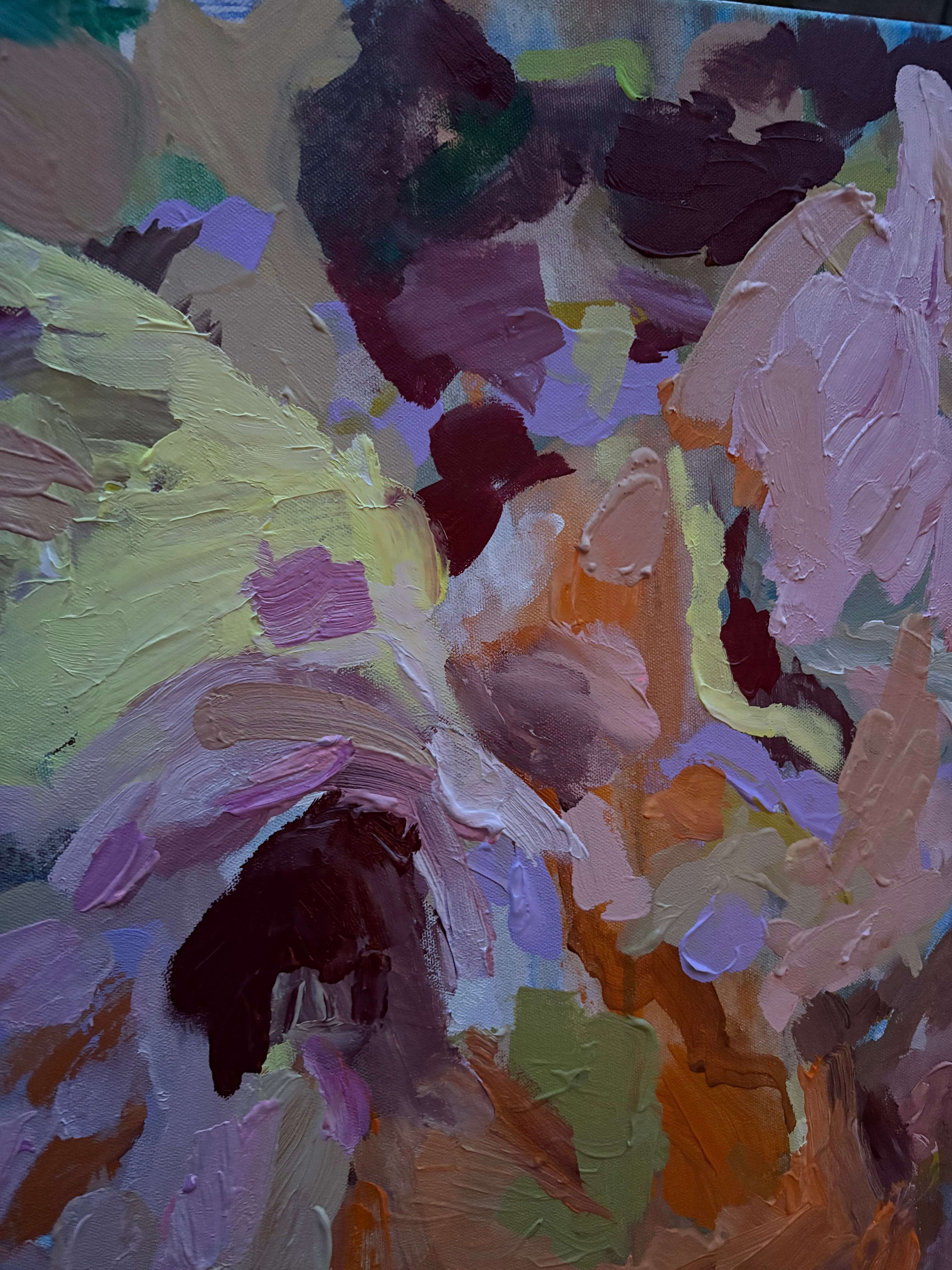Abstract painting with vibrant colors and textured brushstrokes