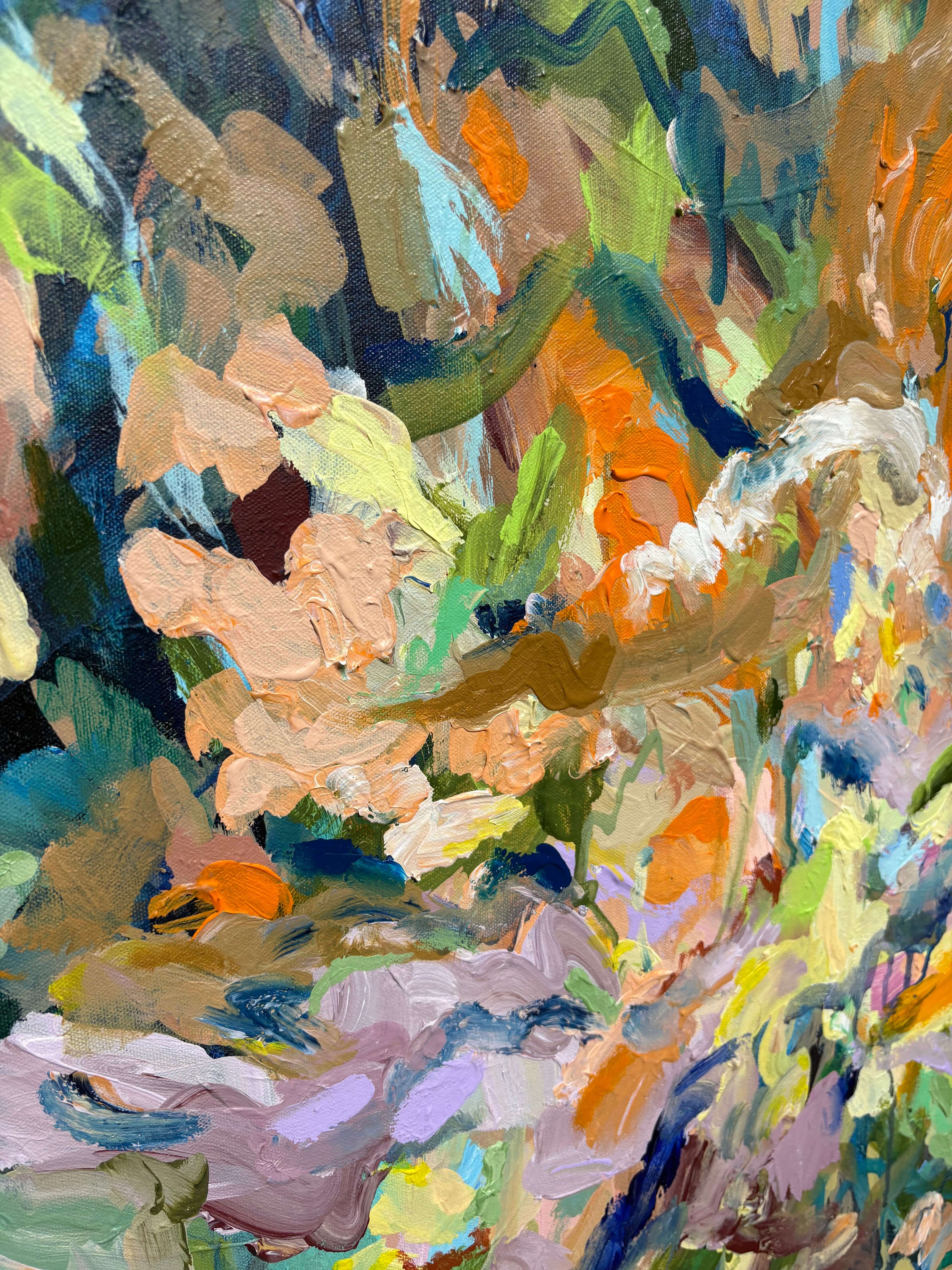 Abstract painting with a variety of colors and textures